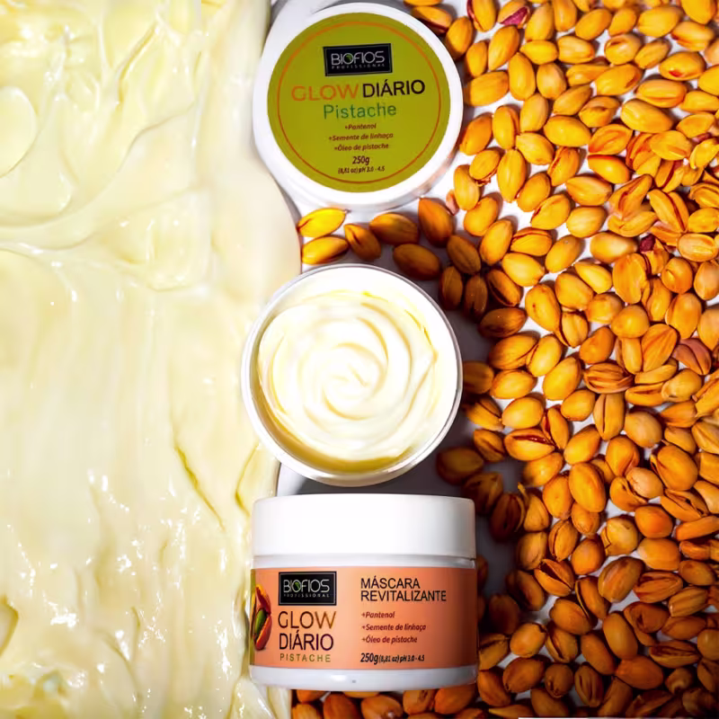 Kit Nutrição Capilar Pistache Biofios Glow Diário Revitalizante (3 Produtos)