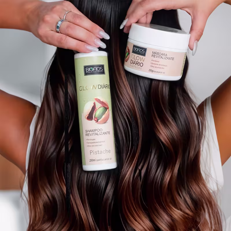 Kit Nutrição Capilar Pistache Biofios Glow Diário Revitalizante (3 Produtos)