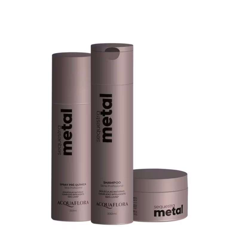 Kit Acquaflora Sequestra Metal Pré + Shampoo + Tratamento (3 produtos)