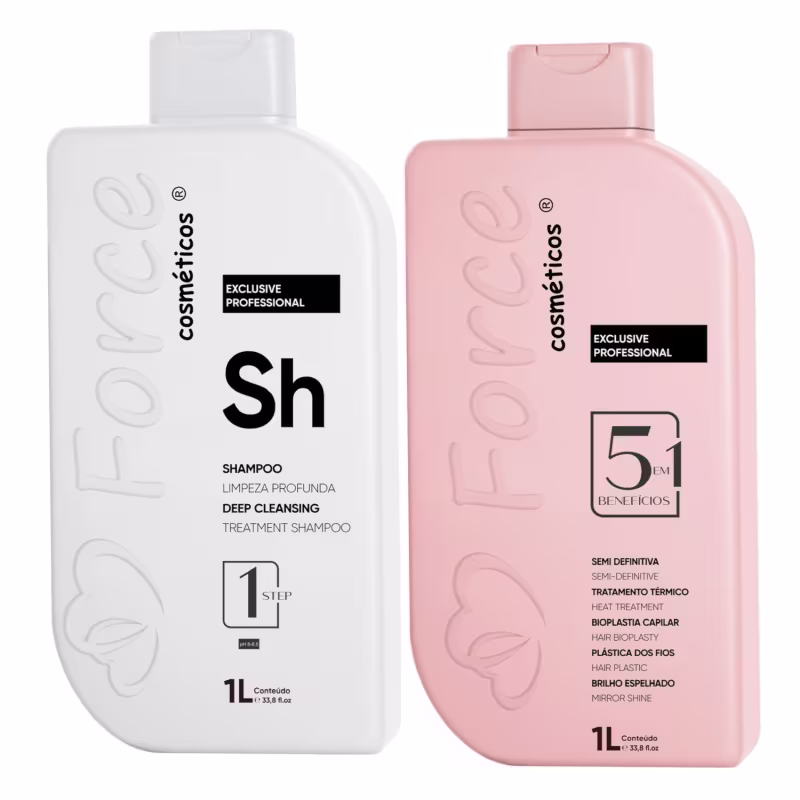 Kit Semi Definitiva 5 em 1 Progressiva Exclusive (2x1L) | Tratamento Capilar Profissional 