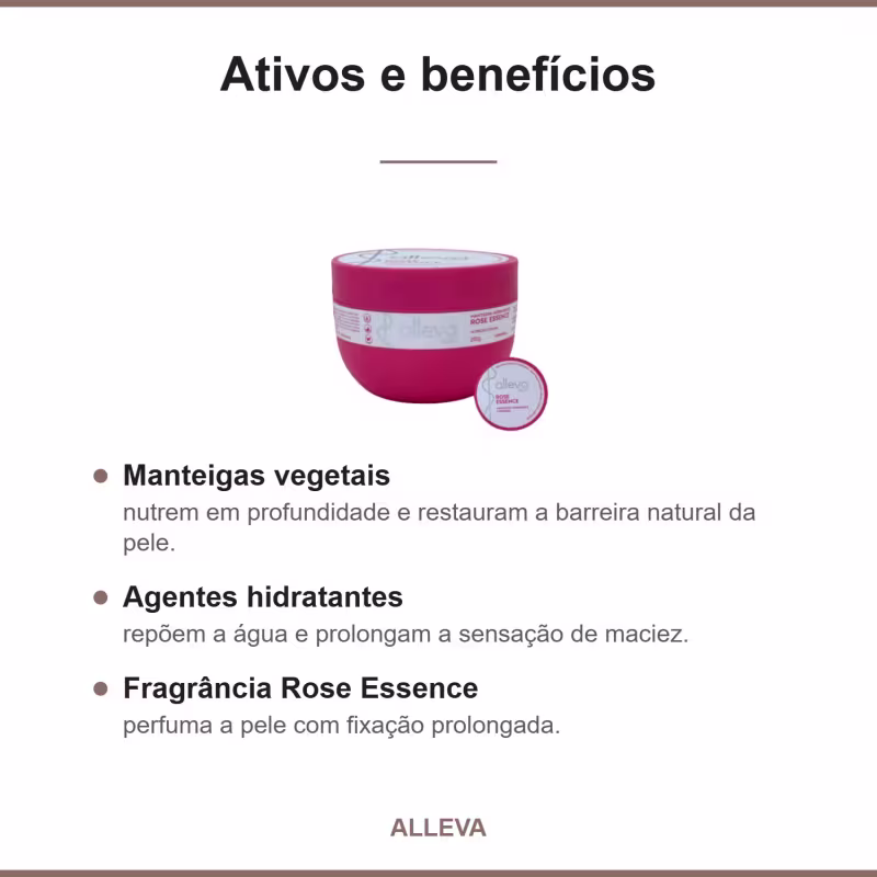 Manteiga Corporal Hidratante Alleva 200g - ROSE ESSENCE