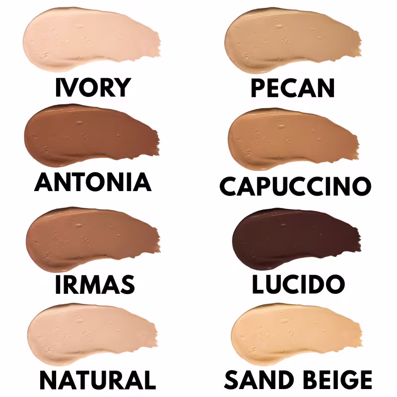 A paleta de cores de tons de pele da marca Bitarra Beauty, apresentando diferentes opções de tonalidades para maquiagem e cuidados com a pele.