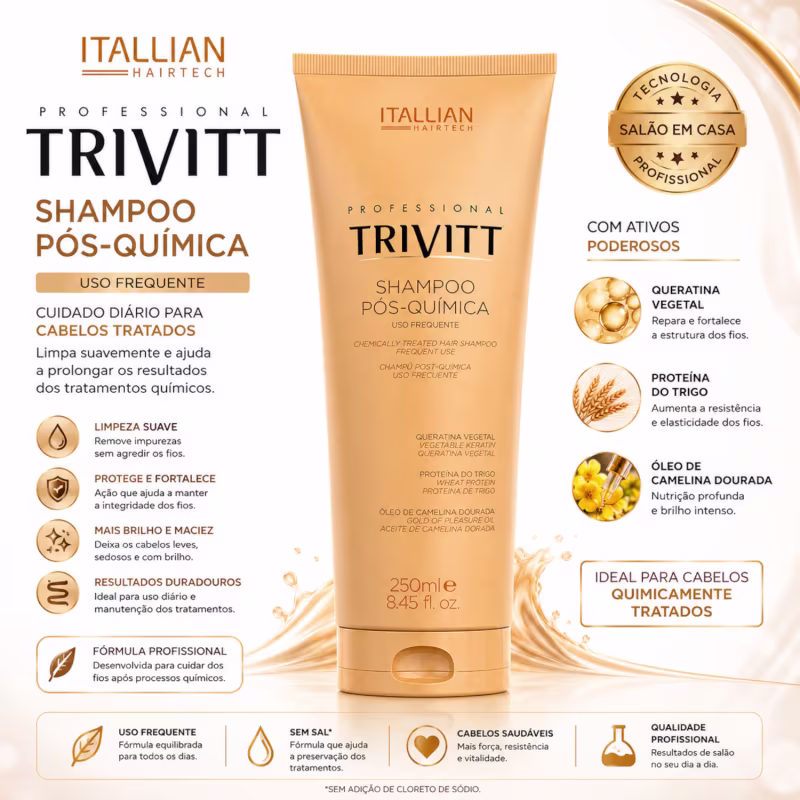 Trivitt Shampoo Pós-Química + Power Oil 30ml – Tratamento Capilar Profissional