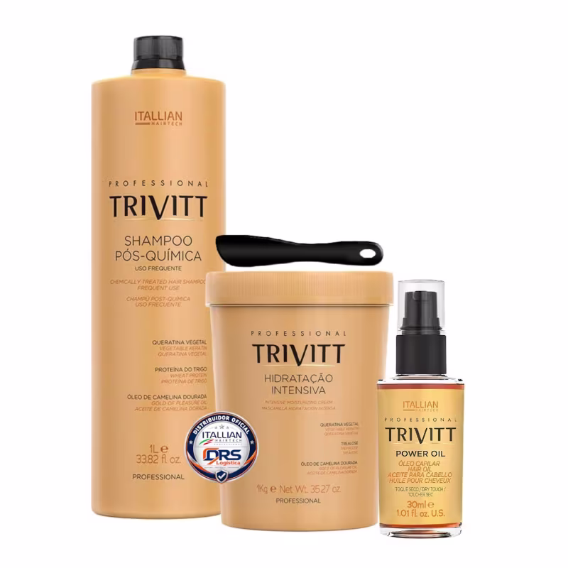 Kit Profissional Trivitt Pós Química – Manutenção Capilar Completa e Nutritiva (3 Itens)