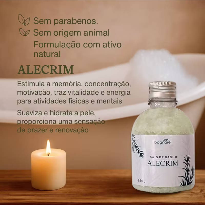 Sais De Banho Banheira Espumante Relaxante Alecrim 250g Bagnare