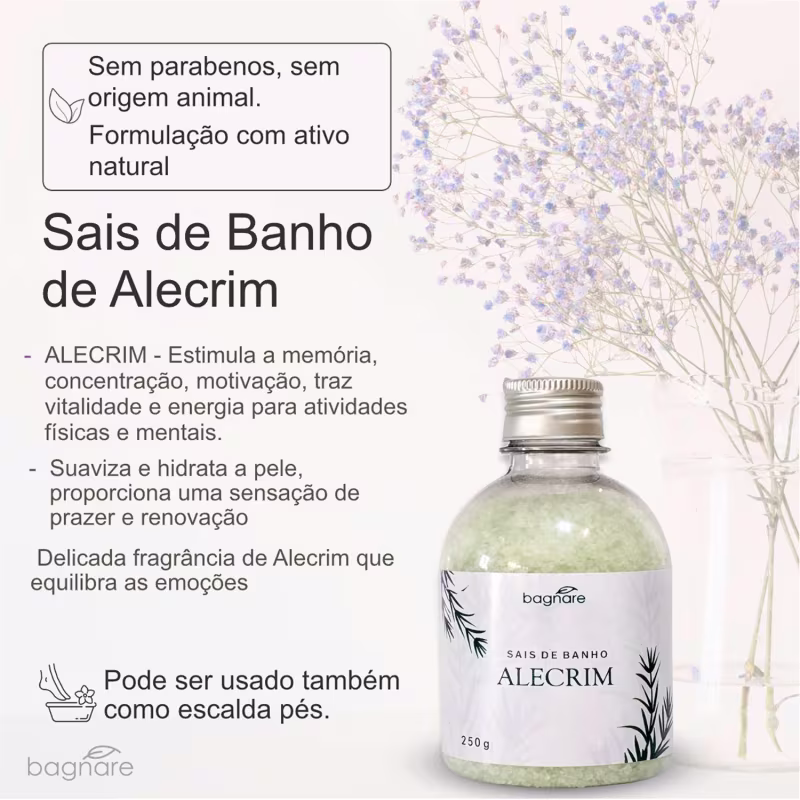 Sais De Banho Banheira Espumante Relaxante Alecrim 250g Bagnare