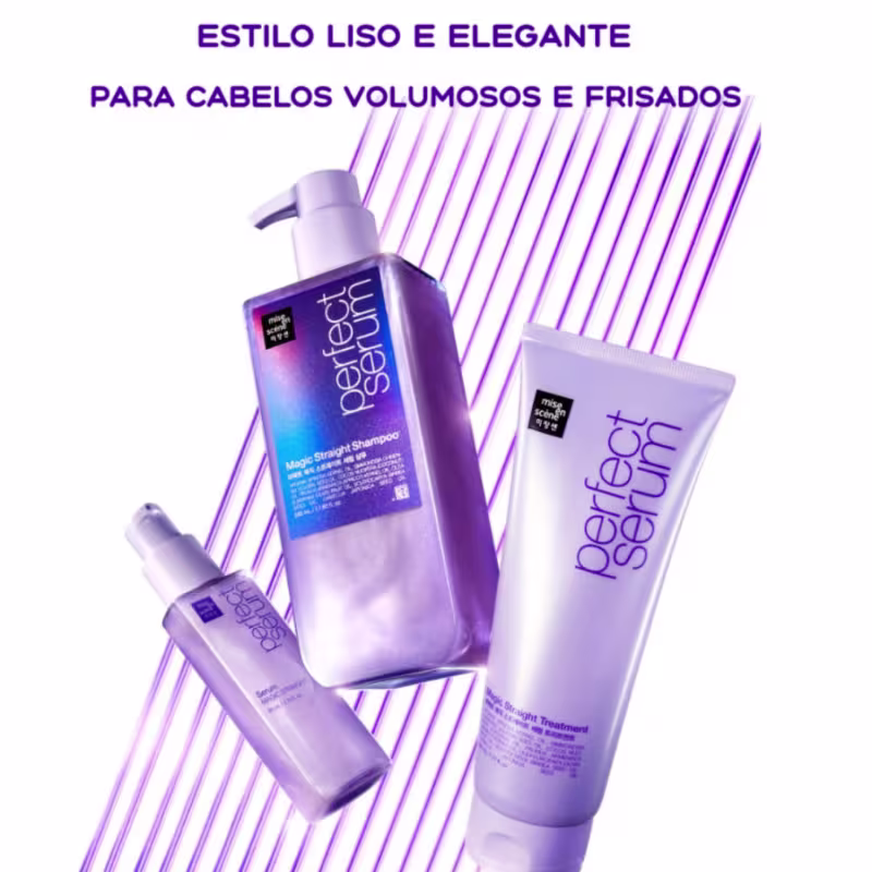 Mise en Scène  Perfect Serum  Magic Straight Kit (Shampoo 530ml + Tratamento 230ml + Sérum 80ml)