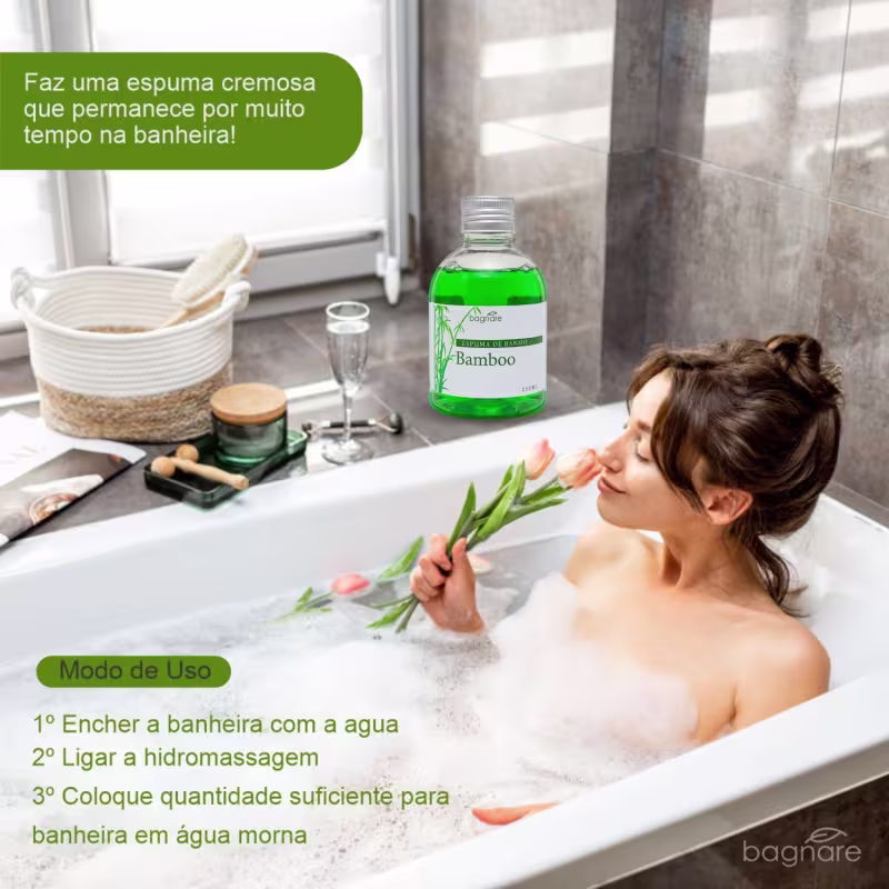 Kit Sais De Banho 300g E Espuma Para Banheira 250g Hidro Relaxante Bamboo