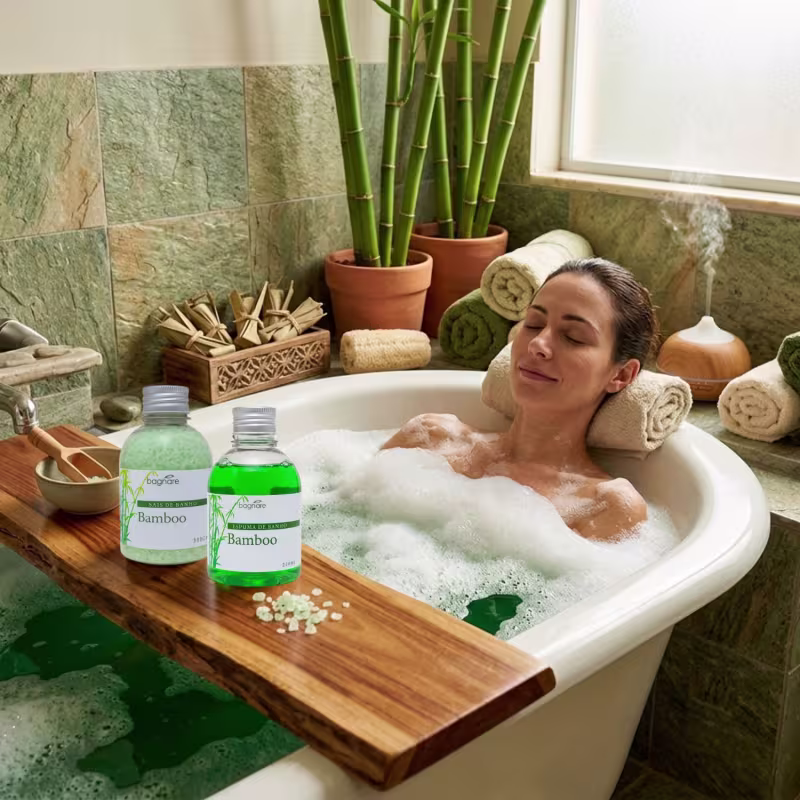 Kit Sais De Banho 300g E Espuma Para Banheira 250g Hidro Relaxante Bamboo