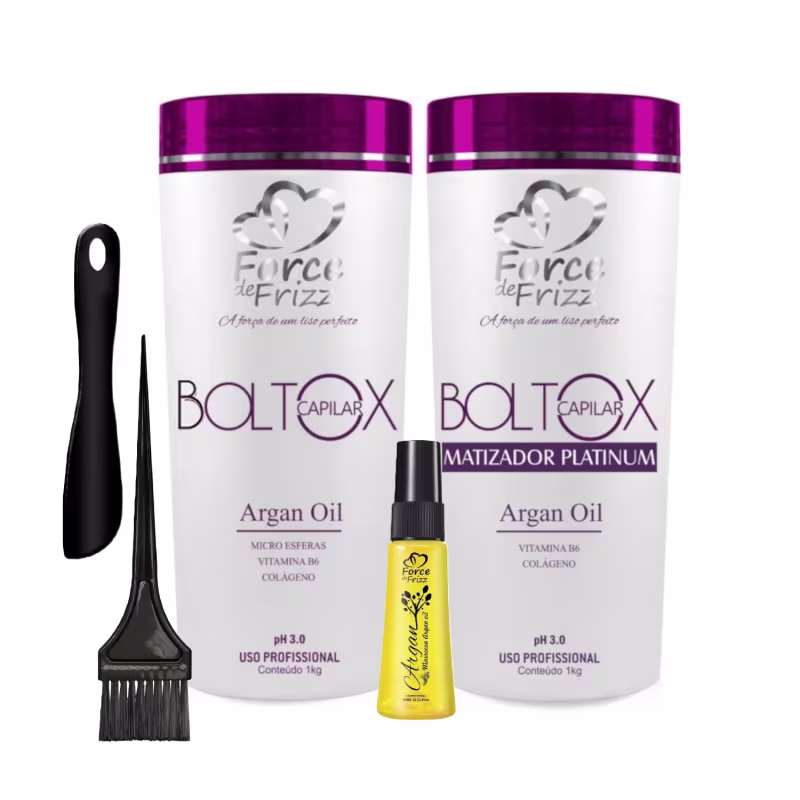 Kit Boltox Capilar Argan + Máscara Capilar Boltox Matizador + Reparador Capilar Force Cosméticos
