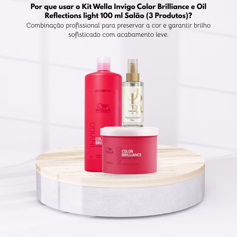 Wella Invigo Color Brilliance e Oil Reflections light 100ml Kit Salão (3 Produtos)