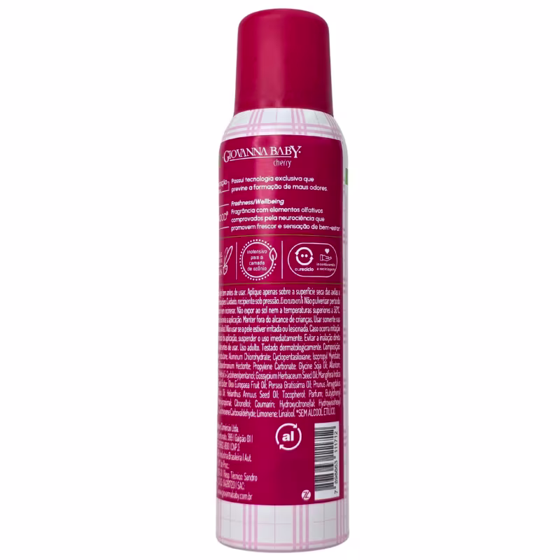 Giovanna Baby Desodorante Aerossol Cherry 72h Vegano 150ml / 90g