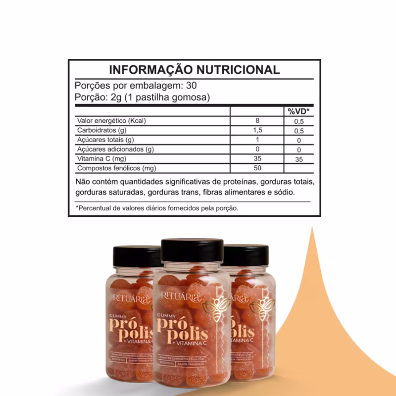 Suplemento  Gomas Própolis Vitamina C Rituária Imunidade 30 dias