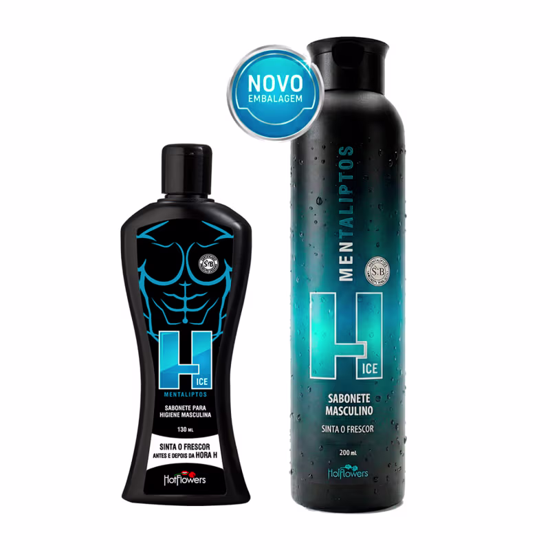 Sabonete Íntimo H Ice Masculino Vegano Mentaliptos Ice 200ml Refrescância Intensa Controle de Odor Frescor