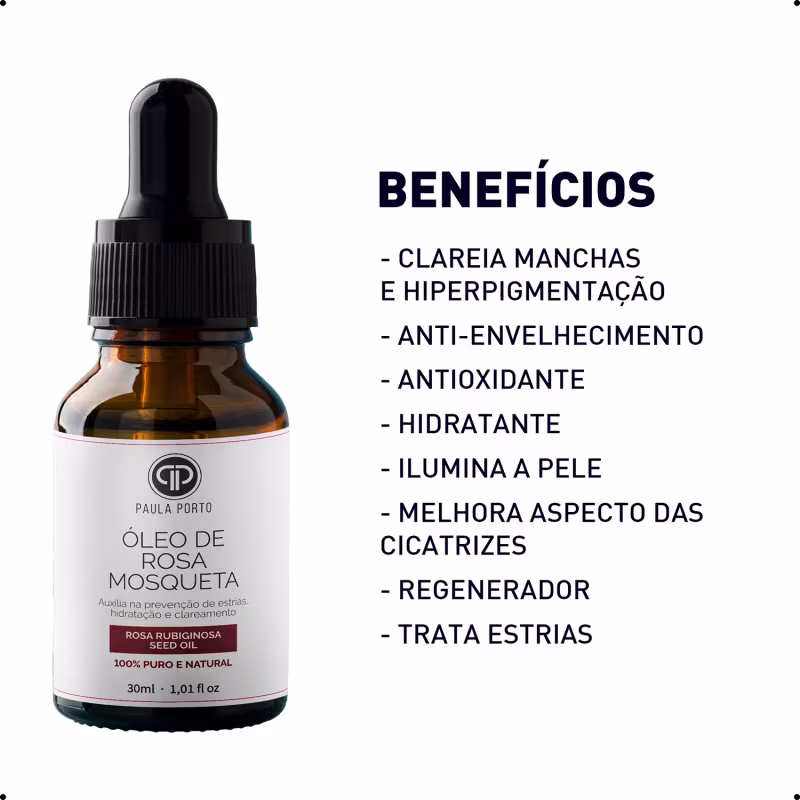 Óleo De Rosa Mosqueta Óleo Clareador de Mancha Rosa Rubiginosa Puro E Vegetal