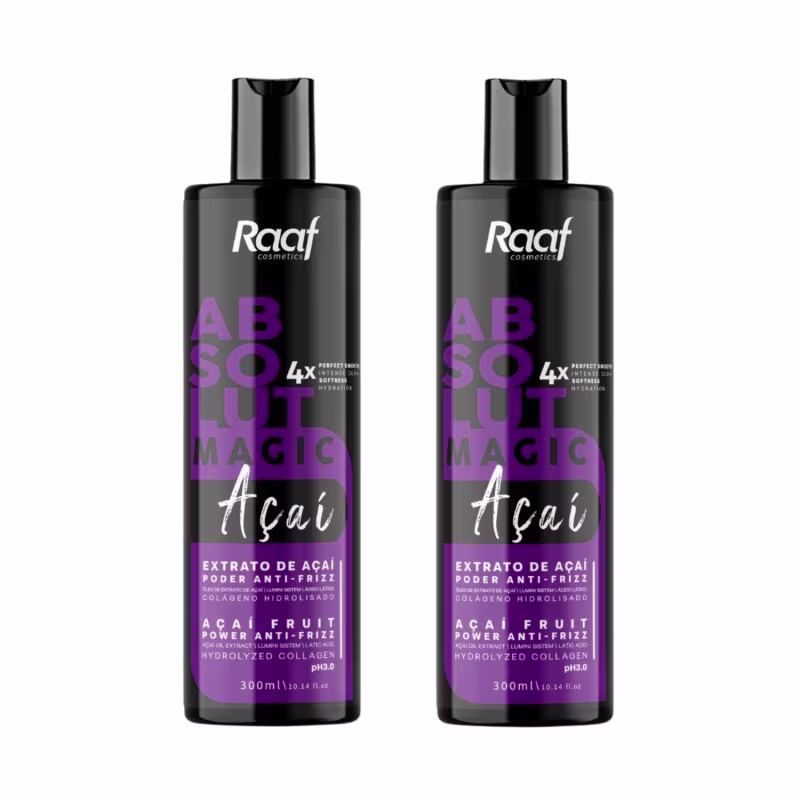 Kit Selante Capilar Progressiva Profissional Poder Anti-Frizz Matizador Absolut Açaí Raaf 300ml – 2 unid