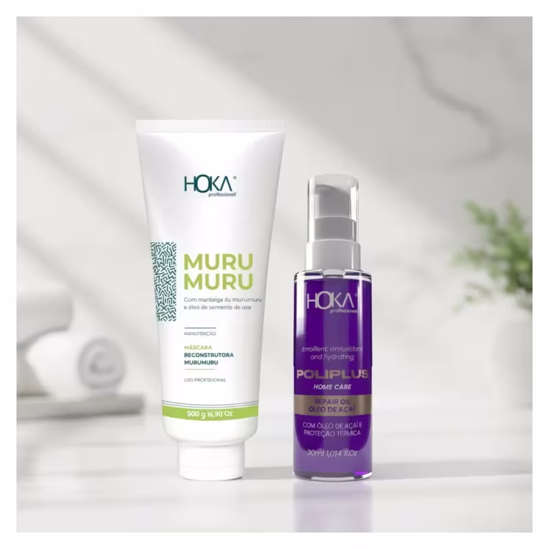 Máscara Reconstrutora Murumuru 470g + Óleo de Açaí Reparador de Pontas 30ml Hoka