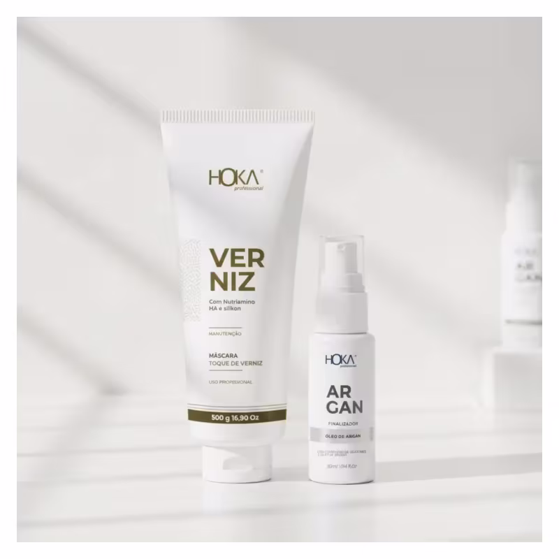 Máscara Toque De Verniz 470g + Óleo De Argan Restaurador Finalizador 30ml Hoka