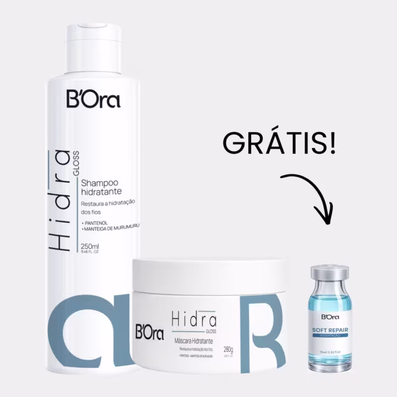 Kit Hidra Gloss Hidratação Profunda Shampoo e Máscara + Brinde - B'Ora