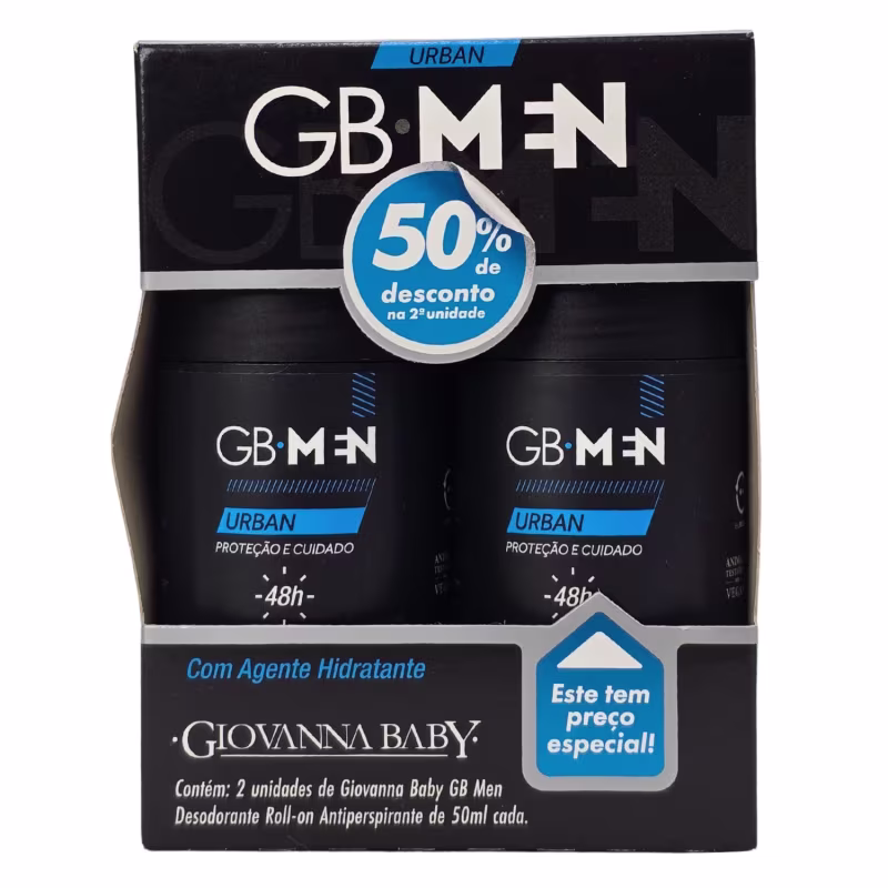 Giovanna Baby GB Men Kit 2 Desodorante Roll-on Urban 48h Vegano 50ml Cada