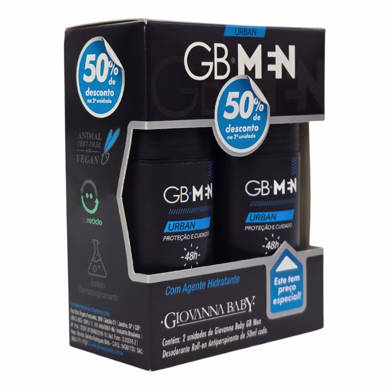 Giovanna Baby GB Men Kit 2 Desodorante Roll-on Urban 48h Vegano 50ml Cada