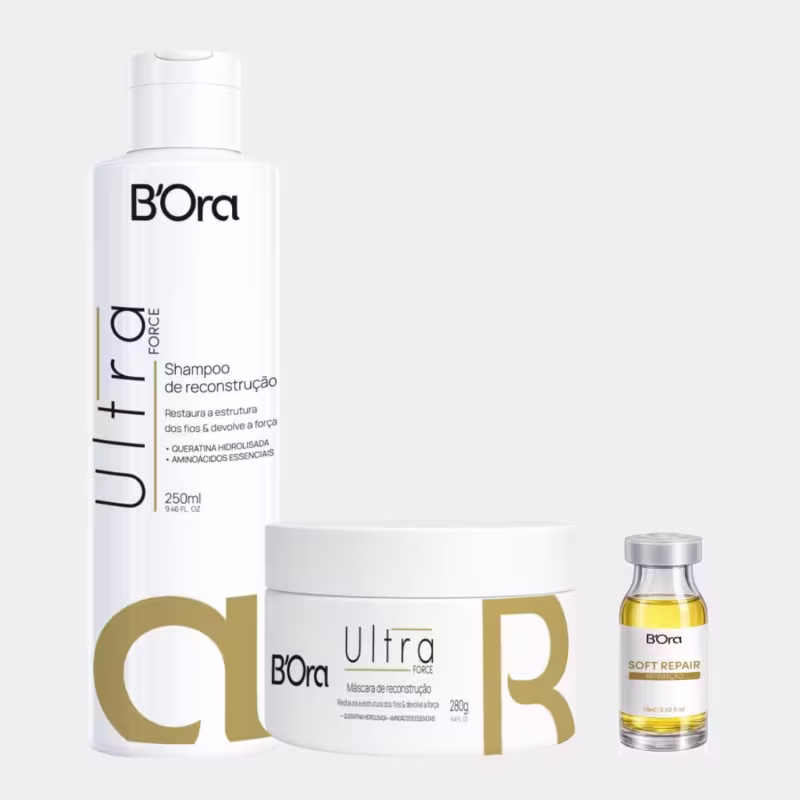 Kit Ultra Force Recontrução Shampoo e Máscara + Brinde - B'Ora
