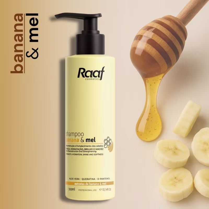 Shampoo Reconstrutor Banana e Mel Raaf Cosmetics - 300ml