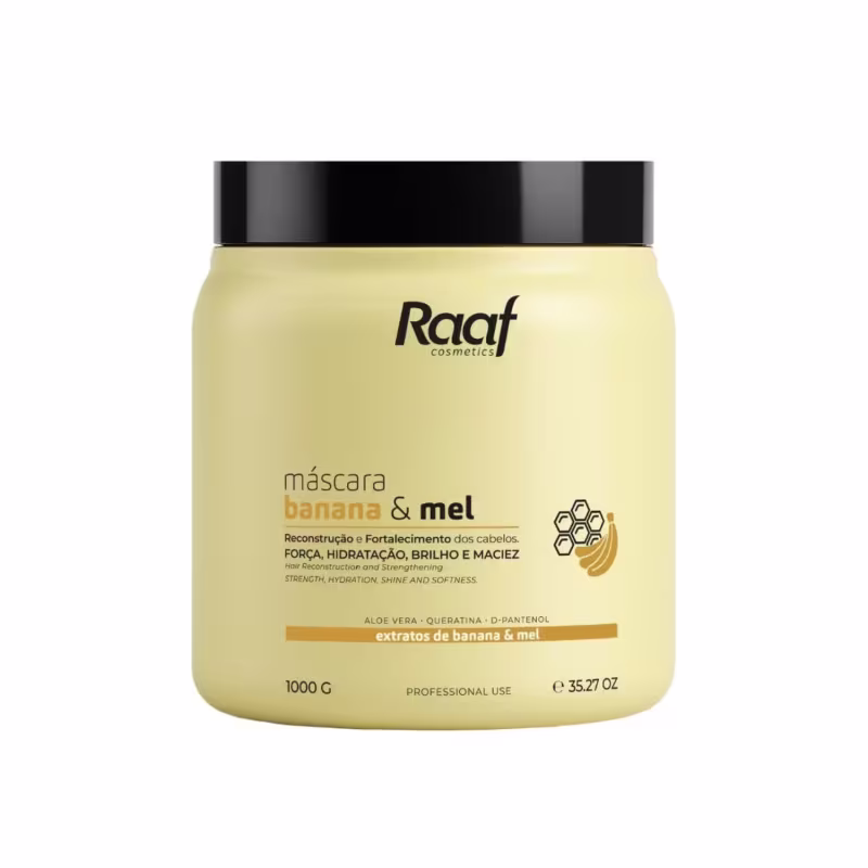 Kit Reconstrutor Banana e Mel Shampoo 1L + Máscara 1kg Raaf Cosmetics