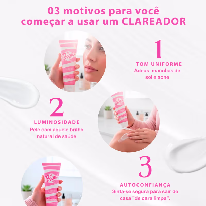 Creme Uniformizador de Tom Rosto e Corpo Blow Girl 90g - Hexylresorcinol e Toque Seco