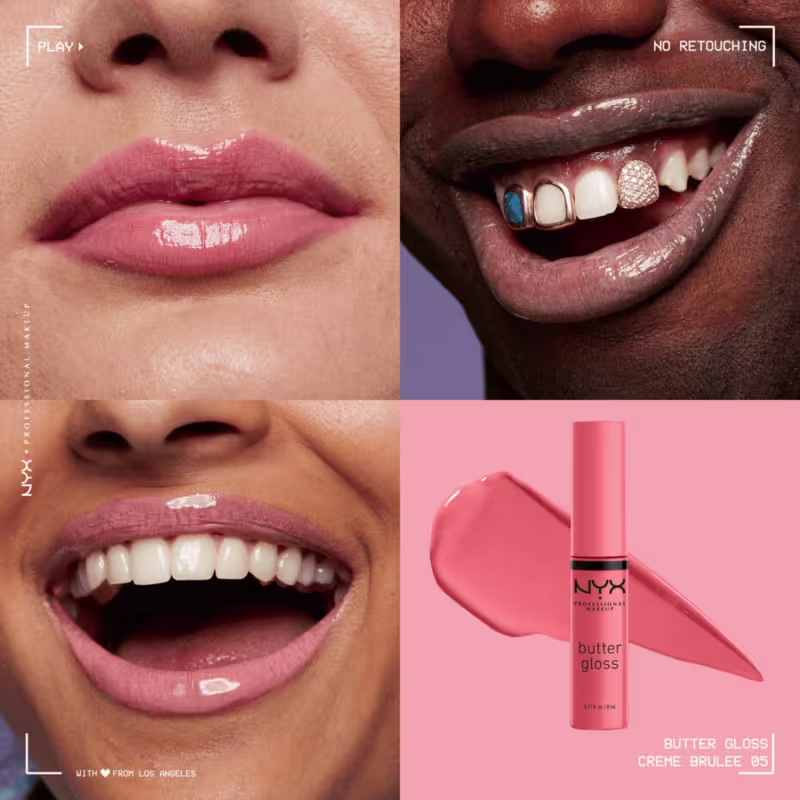 NYX Gloss Labial Butter Gloss - Brilho Intenso Não Pegajoso - Creme Brulee