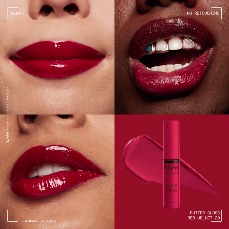 NYX Gloss Labial Butter Gloss - Brilho Intenso Não Pegajoso - Red Velvet