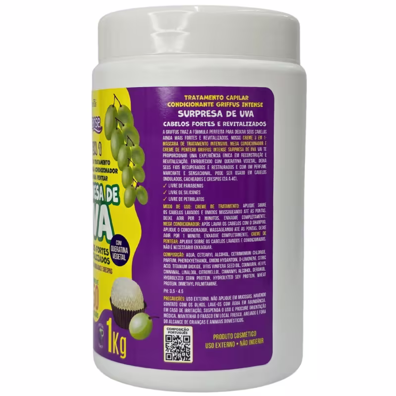 Griffus Intense Tratamento Capilar 3 em 1 Surpresa de Uva Cabelos Fortes e Revitalizados 1Kg