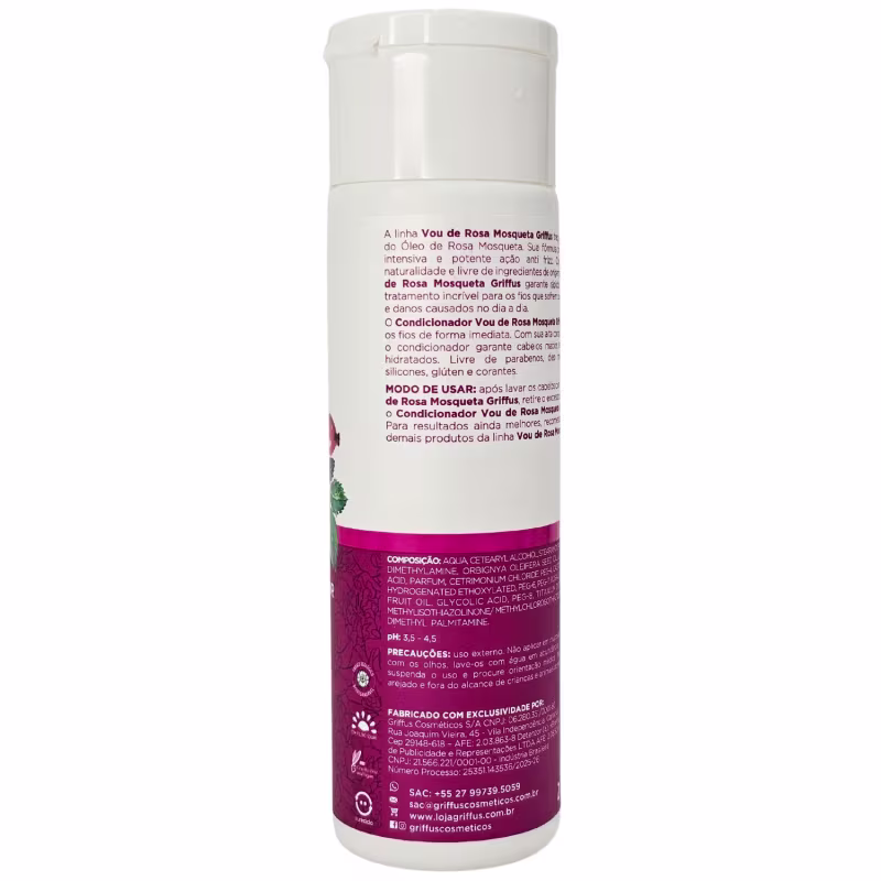 Griffus Vou de Rosa Mosqueta Condicionador Hidratação Intensa Vegano 220ml