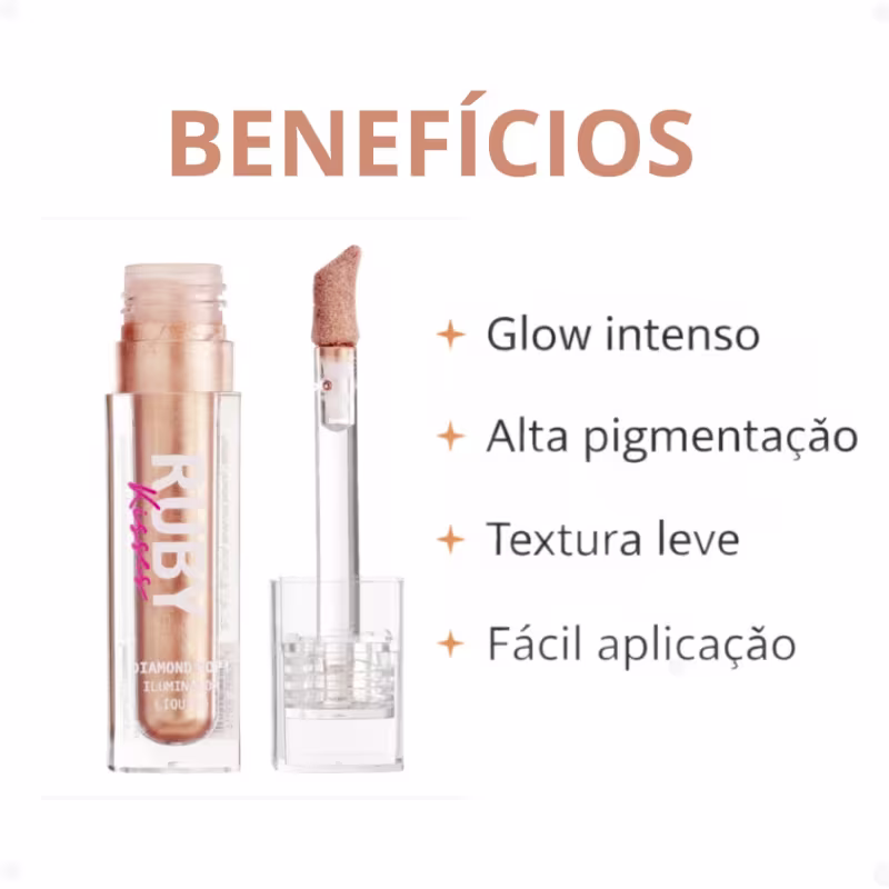 Iluminador Líquido Ruby Kisses Diamond Pop! Golden Dlh03bb
