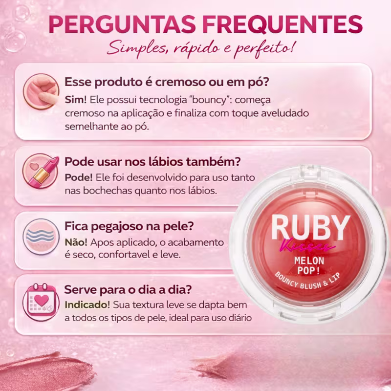 Blush e Lip Bouncy Ruby Kisses Melon Pop! Peach Mbb03bb