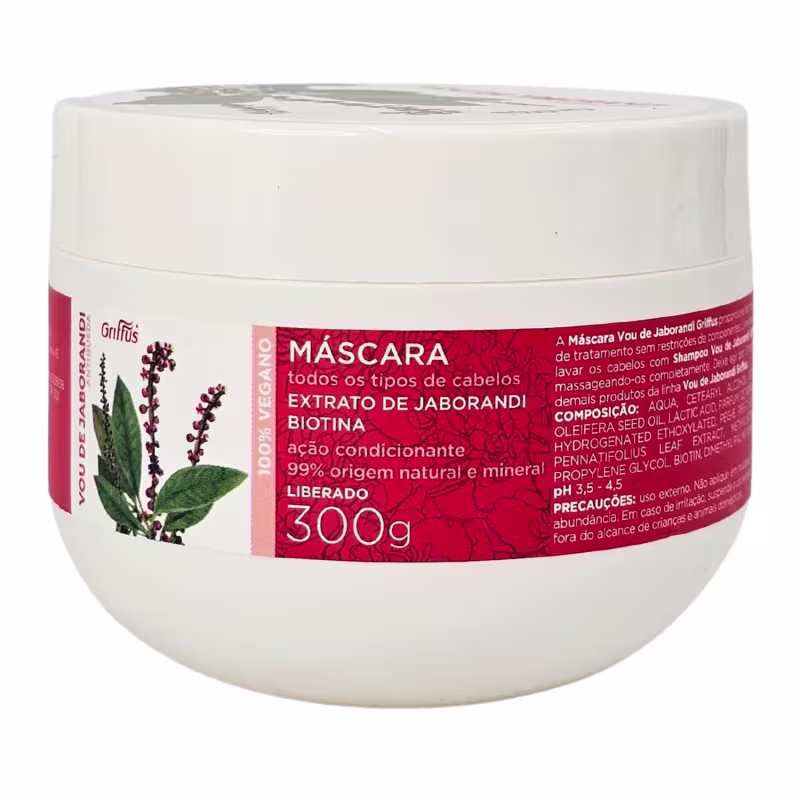 Griffus Vou De Jaborandi Máscara Antiqueda Vegano 300g