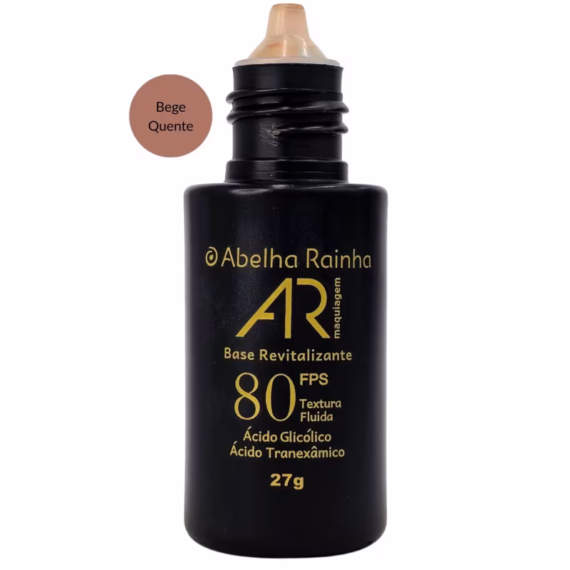 Abelha Rainha AR Maquiagem Base Revitalizante Bege Quente FPS 80 27g