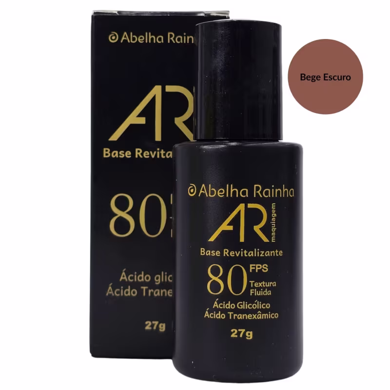 Abelha Rainha AR Maquiagem Base Revitalizante Bege Escuro FPS 80 27g