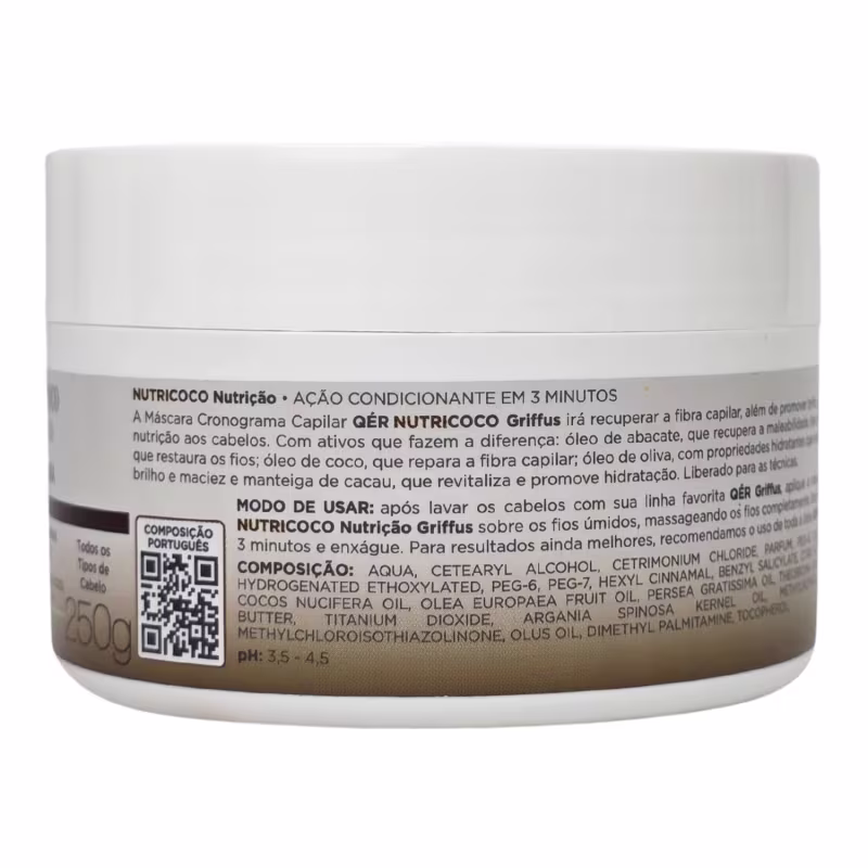 Griffus QÉR Máscara Capilar Nutrição Nutricoco Vegano 250g