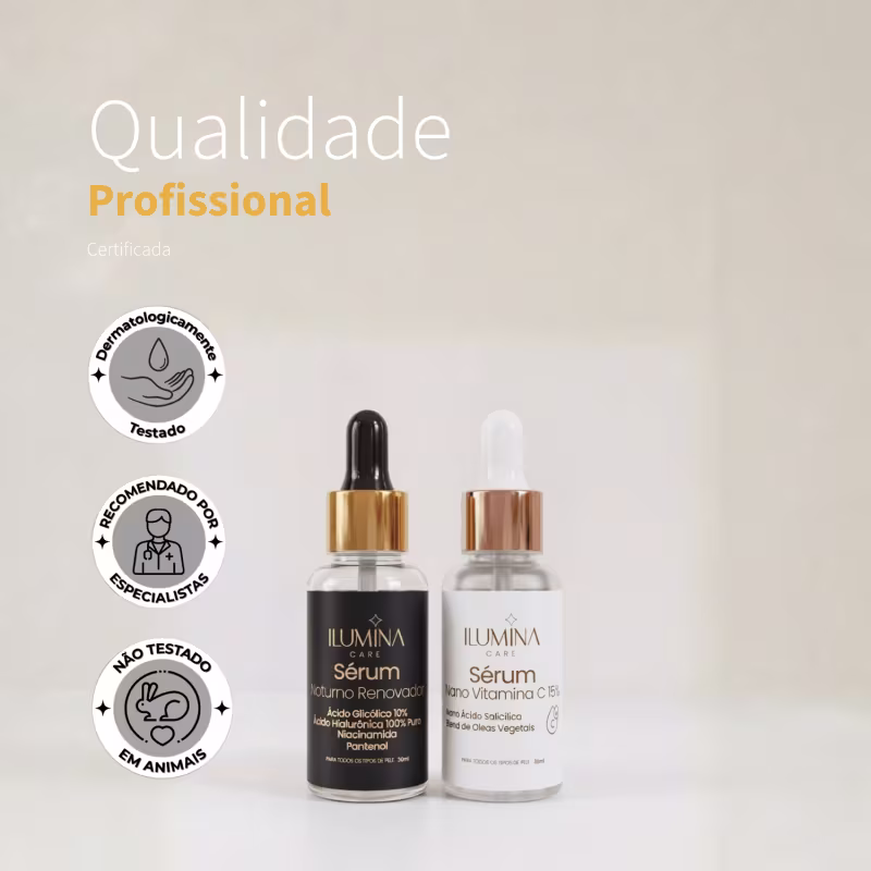 Kit Sérum Vitamina C 15% + Sérum Noturno Renovador 30ml Ilumina Care