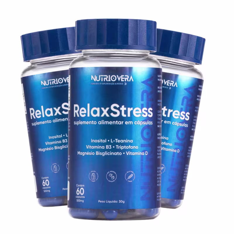  Kit 3 RelaxStress Suplemento Regulador de Humor Ansiedade e Sono