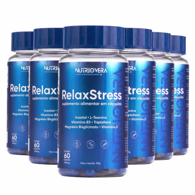 Kit 6 RelaxStress Suplemento Regulador de Humor Ansiedade e Sono