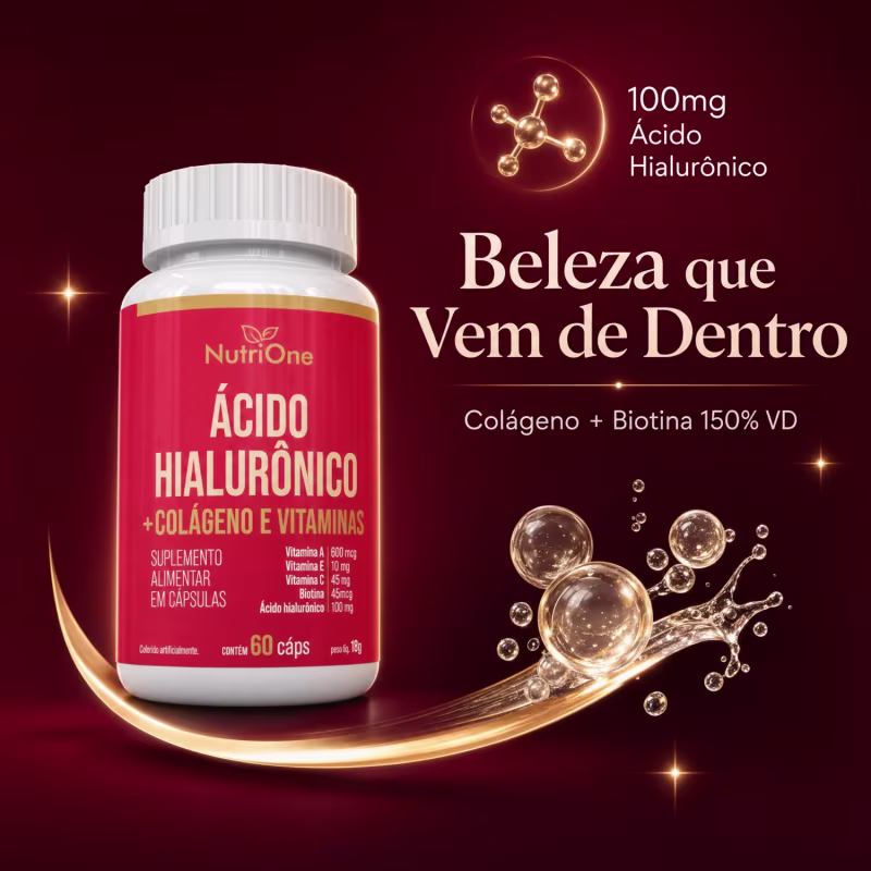 Ácido Hialurônico + Biotina, Colágeno e Vitaminas  60 Caps - Nutrione
