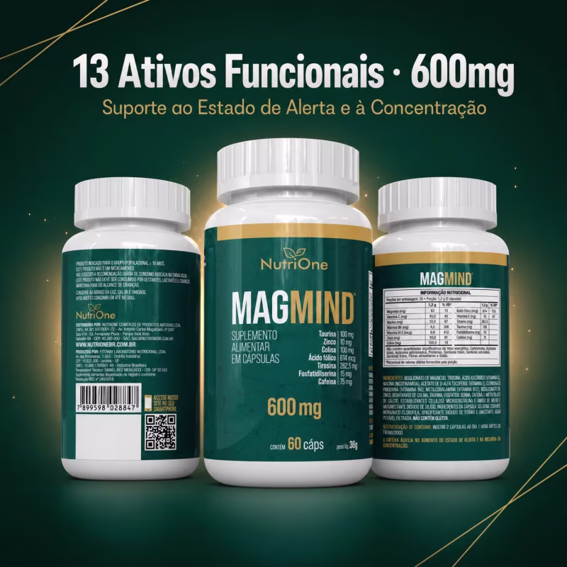 Magmind® Fórmula Memória Concentração Foco 600mg - Nutrione