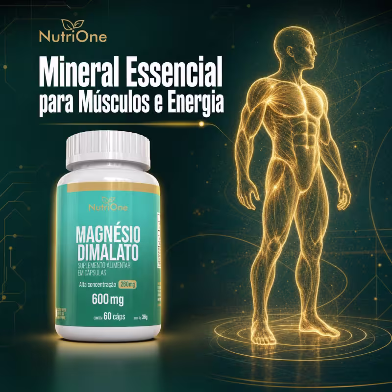Magnésio Dimalato Puro Alta Concentração 60 Caps - Nutrione