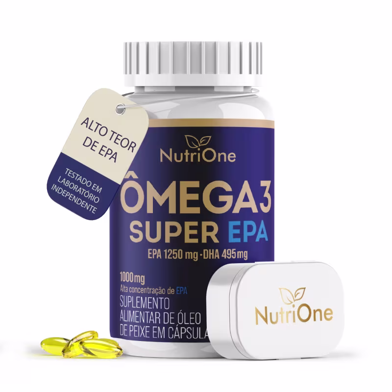 Ômega 3 Super EPA 1250mg EPA 495mg DHA - Óleo de Peixe Alta Concentração 1840mg de Ômega 3 por Porção 60 Cáps - Nutrione