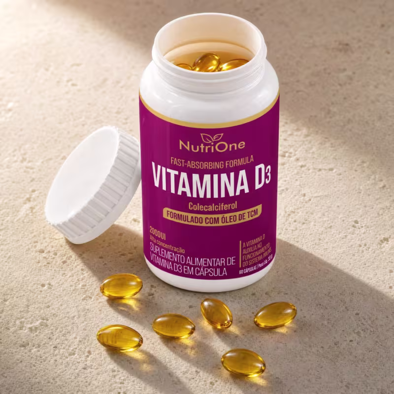 Vitamina D3 2000UI Formulada com Óleo de TCM 60 Softgels - Nutrione