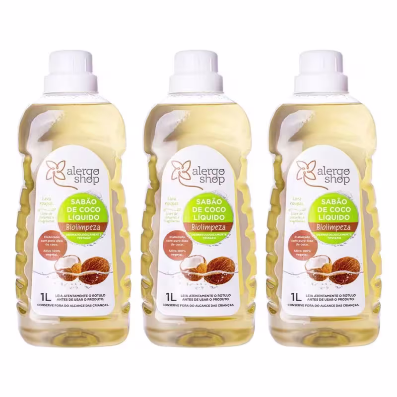 Kit Biolimpeza - Sabão Líquido para Roupas 1L 3 Unidades