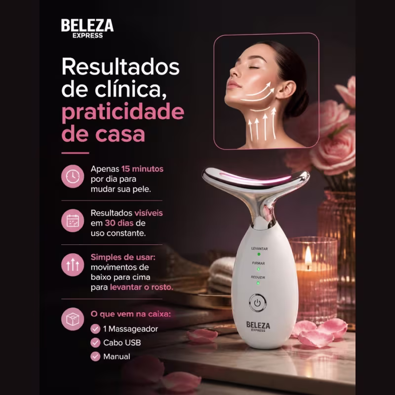 Aparelho Massageador Facial EMS Papada Antirrugas Lifting 3D