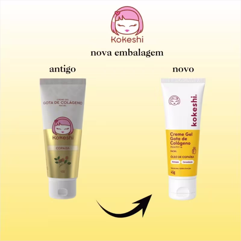 Kit Kokeshi Creme Gel Gota De Colágeno+Olhos de Gueixa